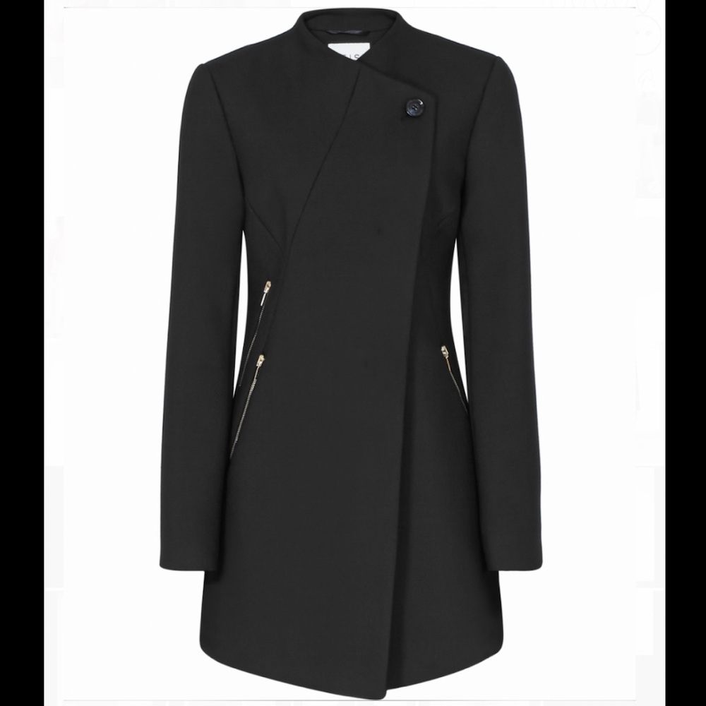 Reiss Candy Black Sharply Tailored Coat